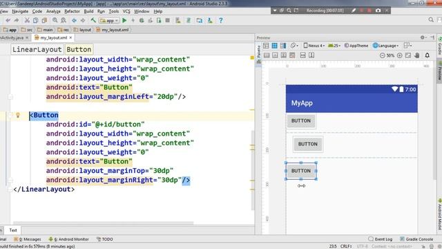 Android App Development Tutorial - 19 - How To Use Margin Property - Hindi смотреть онлайн