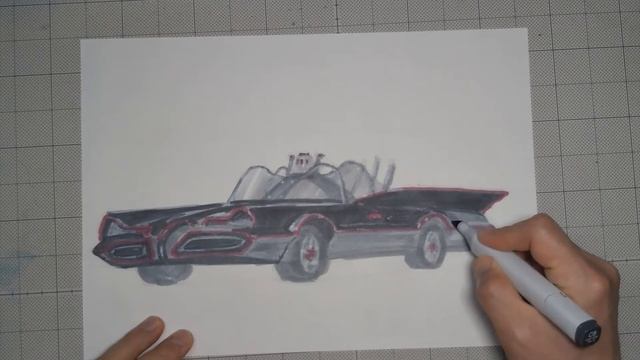 Drawing: Batman (TV Series) |  Batmobile Front Perspective View