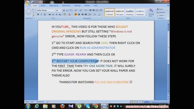 HOW TO FIX WINDOWS 7 NOT GENUIN ERROR *-* 100% WORKING