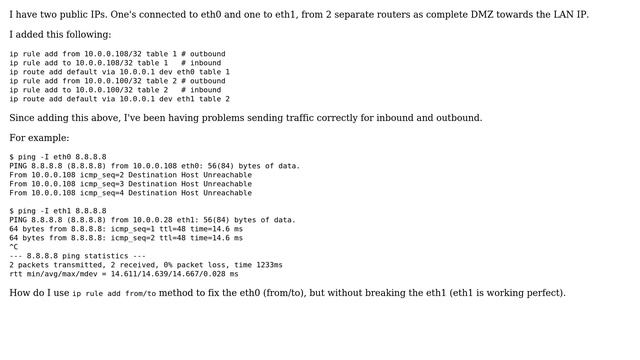 How to fix this eth0 and eth1, where traffic going out via eth0 is failing? смотреть онлайн
