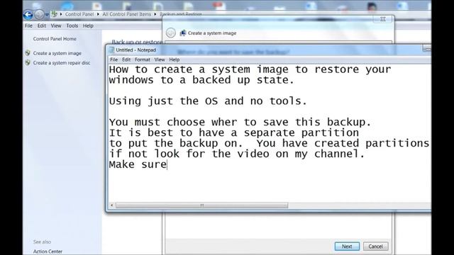 How Not to Create a Backup Image of Windows in Win 7(No Space) смотреть онлайн