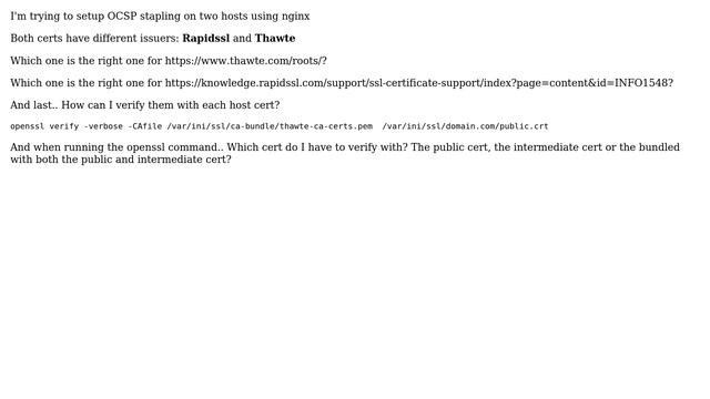 Unix & Linux: Setup OCSP stapling - verify CA certs смотреть онлайн