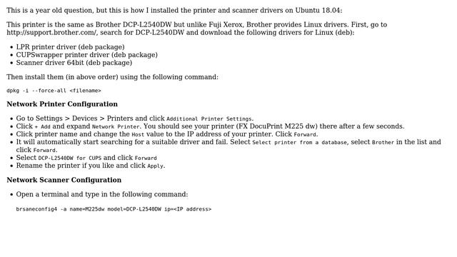 Ubuntu: How to install and run a Fuji Xerox M225 dw on Ubuntu 14.04? смотреть онлайн