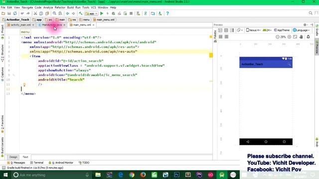 Android Studio Tutorial - How To Add Items To Action Bar In Android Studio 2017.