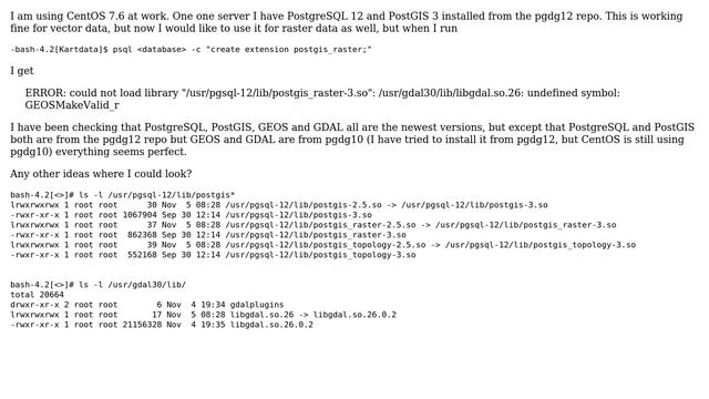 GIS: Cannot create extension postgis_raster on CentOS 7.6 смотреть онлайн