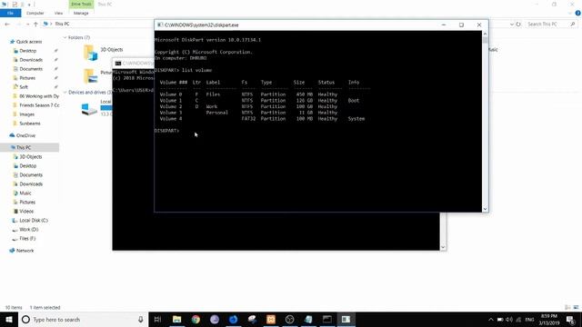 How to hide/unhide a drive/partition in Windows 10 in 2019 using cmd and diskpart смотреть онлайн