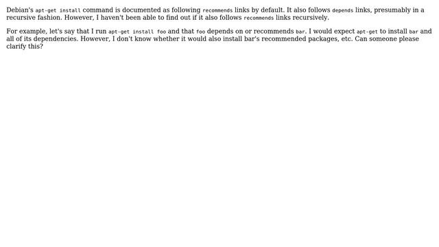 Does Debian's "apt-get install" command follow "recommends" links recursively? смотреть онлайн