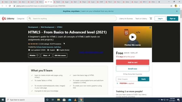 Udemy Free Courses With Free Certificate, Udemy Paid Courses For Free 2021. смотреть онлайн