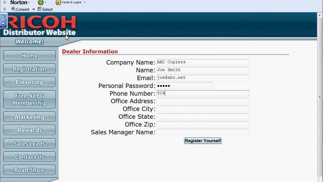 NCPG/Ricoh - Create an Account смотреть онлайн