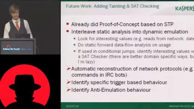 Black Hat USA 2010: dirtbox: A Highly Scalable x86 Windows Emulator 5/5 смотреть онлайн