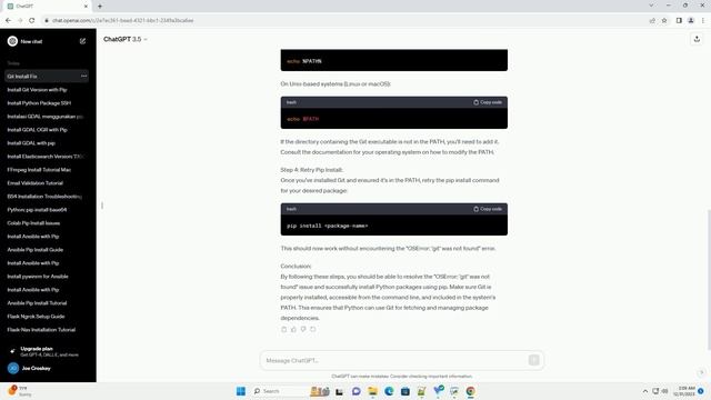pip install oserror git was not found смотреть онлайн