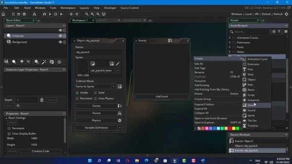 MULTI-touch joystick /Gamepad controller Gamemaker studio 2 tutorial for beginners