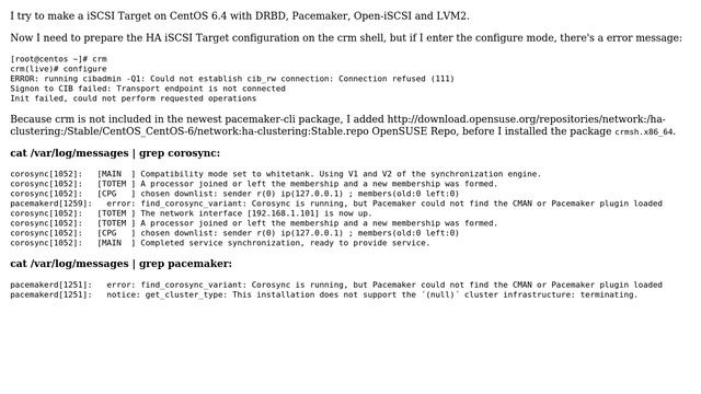 DevOps & SysAdmins: CentOS 6.4 iSCSI Target - crm shell error смотреть онлайн