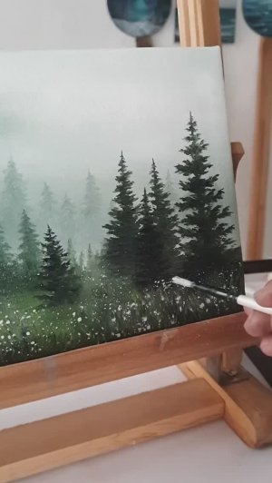 Рисуем пасмурный туманный лес / Акриловая живопись для начинающих