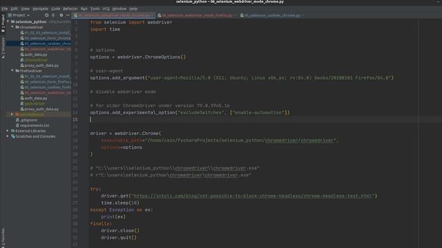 Python Selenium #6 WebDriver mode | Отключение режима WebDriver смотреть онлайн