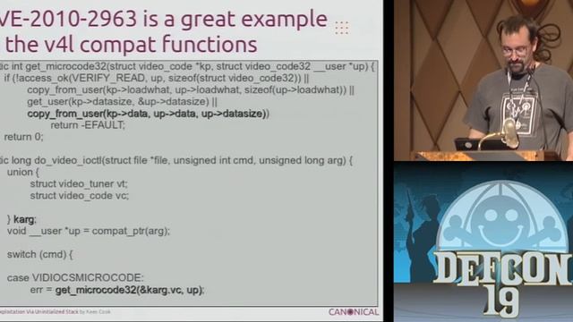 DEF CON 19 Hacking Conference Presentation By Kees Cook Kernel Exploitation Via Uninitialized S смотреть онлайн