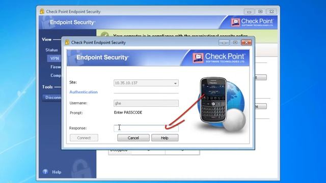 Check Point End point Security Client protected with SMS PASSCODE смотреть онлайн