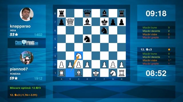 Chess Game Analysis: pianno67 - knapparao : 1-0 (By ChessFriends.com) смотреть онлайн