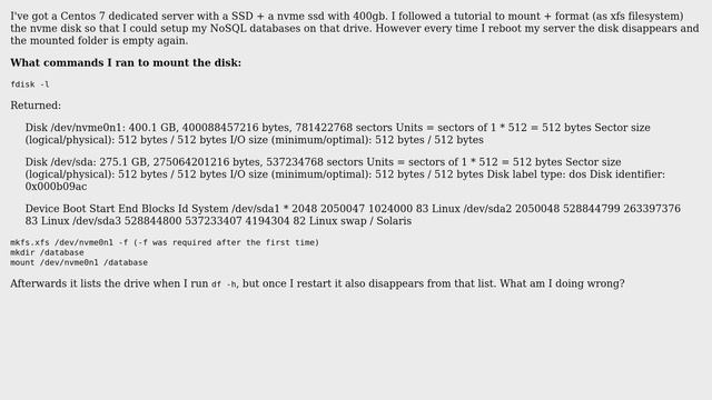Mounted disk disappears after reboot смотреть онлайн