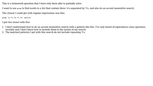 Unix & Linux: Grep to find a word matching a specific pattern and ignore accents смотреть онлайн