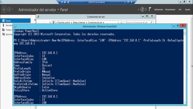 Windows Server 2012 R2 - Cambiar dirección IP y Servidores DNS con PowerShell смотреть онлайн