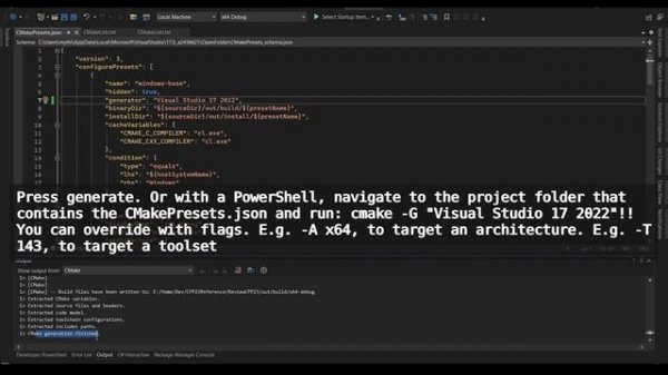 How to get started with CMake, VS Community and C++