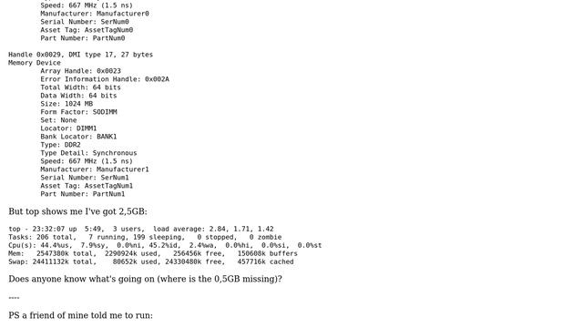 RAM size mismatch: top/htop vs dmidecode смотреть онлайн