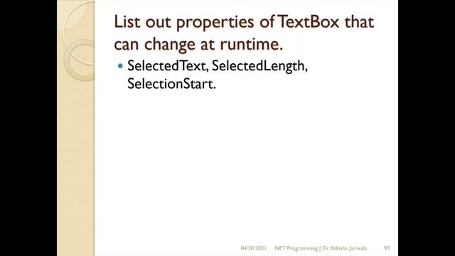 VB.NET Lecture 65(Part 6) - Properties of textbox that can change at runtime | Hindi смотреть онлайн