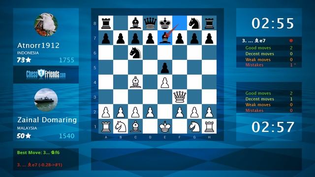Chess Game Analysis: Zainal Domaring - Atnorr1912 : 1-0 (By ChessFriends.com) смотреть онлайн