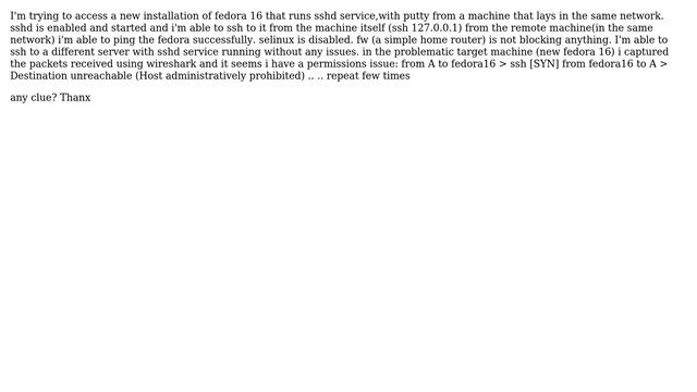 DevOps & SysAdmins: sshd on fedora 16 - unable to log in from internal network смотреть онлайн
