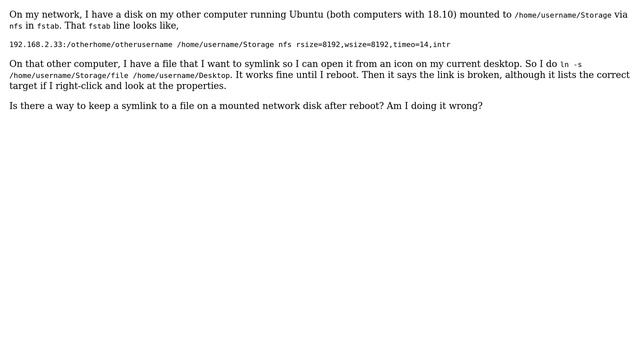 How do you create a symlink to a file on a mounted disk that survives reboot? смотреть онлайн