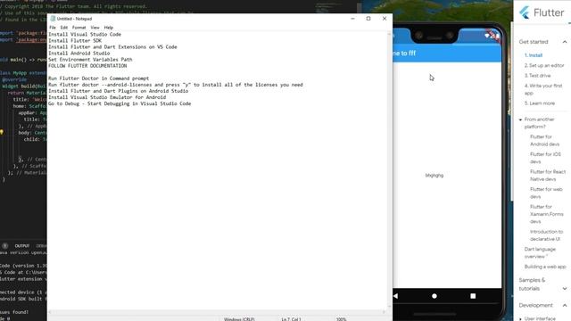 Android Emulator and Flutter Setup in Visual Studio Code - All Steps Tutorial 2019 смотреть онлайн