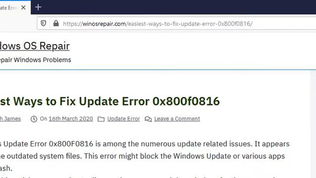 Easiest Ways to Fix Update Error 0x800f0816 смотреть онлайн