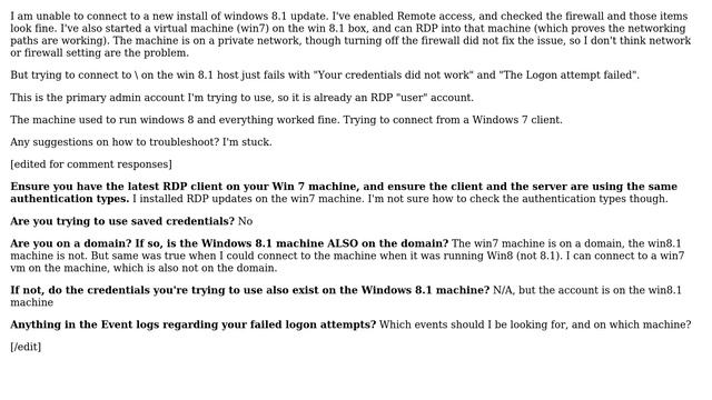8.1u1 RDP "The logon attempt failed" смотреть онлайн