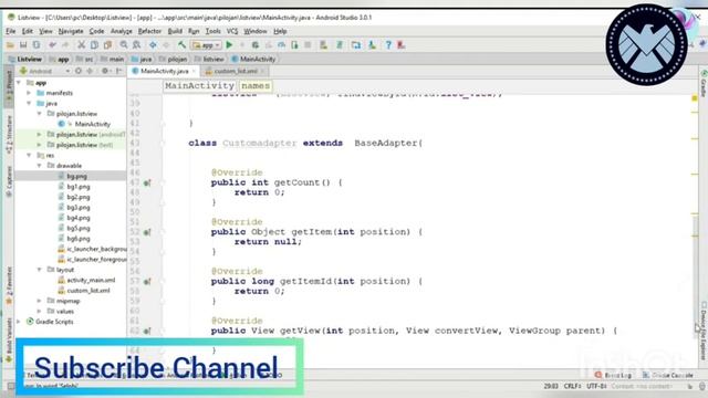Custom listView in android studio смотреть онлайн