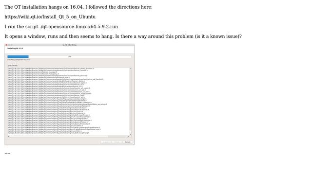 Unix & Linux: QT installation hangs on 16.04 смотреть онлайн