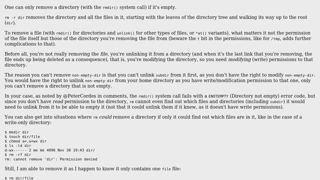 Unix & Linux: Are another user's non-empty subdirectories safe from deletion in my directory? смотреть онлайн