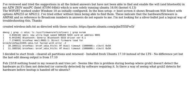 Ubuntu 16.04 How do I logically troubleshoot AP6212/6255 (broadcom) wireless/bluetooth not being... смотреть онлайн