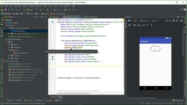 HOW TO ADD ANIMATION IN ANDROID STUDIO ON CLICK BUTTON смотреть онлайн