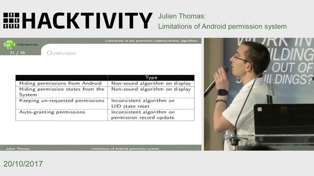 Julien Thomas - Limitations of Android permission system смотреть онлайн