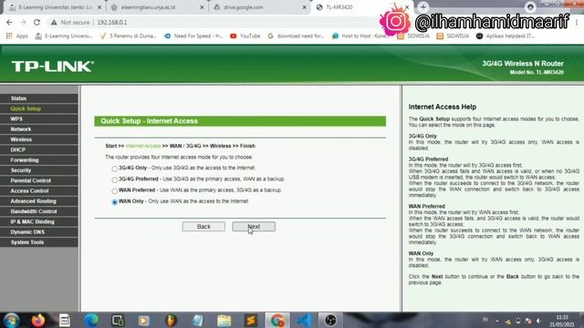 Setting Access Point Wan Router TP-LINK TLMR 3420 смотреть онлайн