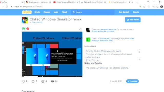 Chilled Windows Simulator remix on Scratch Google Chrome 2023 04 27 20 59 09 смотреть онлайн
