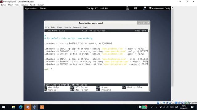 Tutorial Mengkonfigurasi Firewall Iptables pada Debian 7 - Muhammad Fadly 4518210029 смотреть онлайн