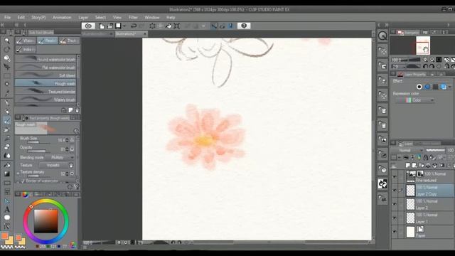 How To Paint Flowers | Real Digital Watercolor Clip Studio Paint 2021 | Tutorial  Bunga Cat Air