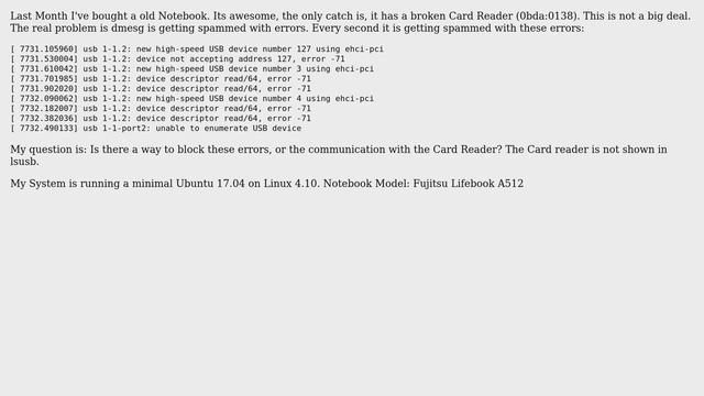 Unix & Linux: Broken Card Reader. Dmesg getting spammed смотреть онлайн