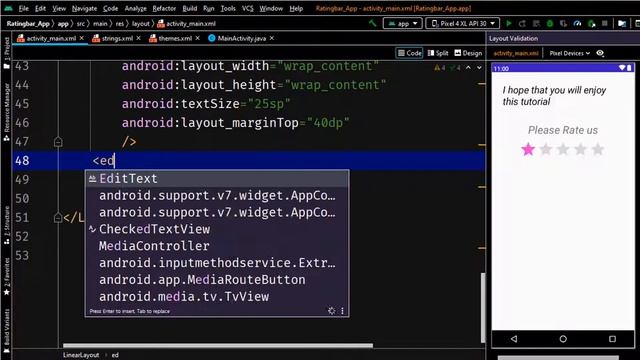 Ratingbar app development in android studio | app design and development | Android Studio смотреть онлайн