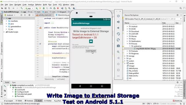 Android code to Write image to External Storage, work on Android 5.1.1, fail on 6.0. смотреть онлайн
