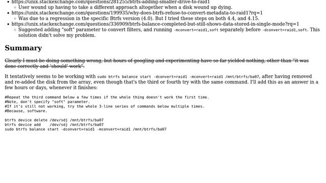 Unix & Linux: Btrfs: New device added to RAID1 not being used смотреть онлайн