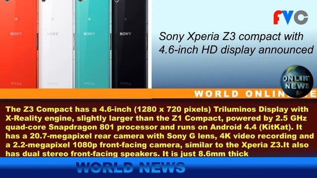 Sony Xperia Z3 Compact With 4 6 Inch HD Display Announced