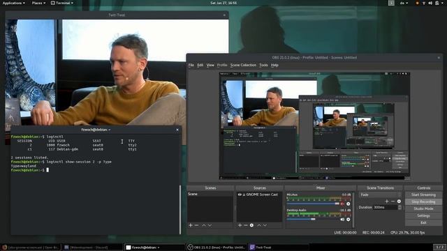 OBS from a GNOME Wayland session смотреть онлайн